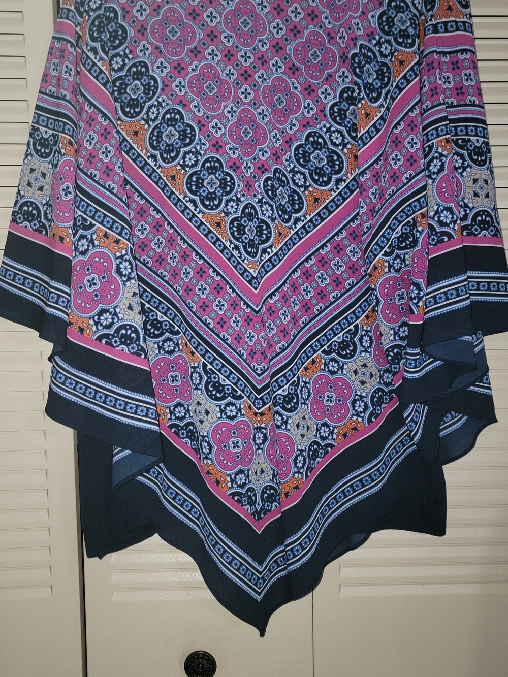 Ruby Rd. Pink Floral Geometric Poncho Blouse